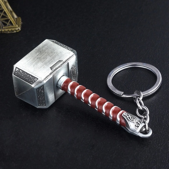 Thor Hammer Silver Zinc Key Chain - Picture 3 of 6